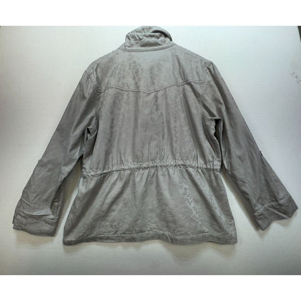 Chicos Womens Jacquard Utility Jacket Sze 3 Gray Drawstring Waist Travel - Picture 11 of 15